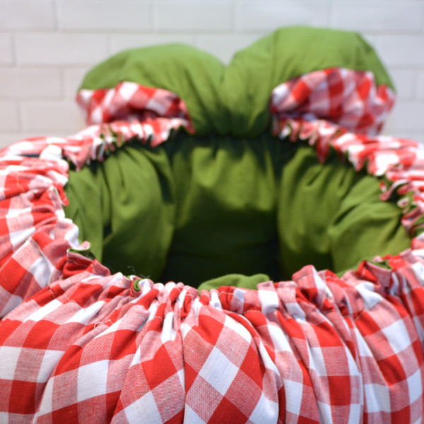 Slowcooking bag rood wit geblokt met groene binnenkant XL