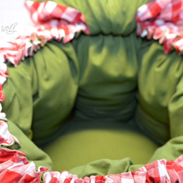 Slowcooking bag rood wit geblokt met groene binnenkant XL