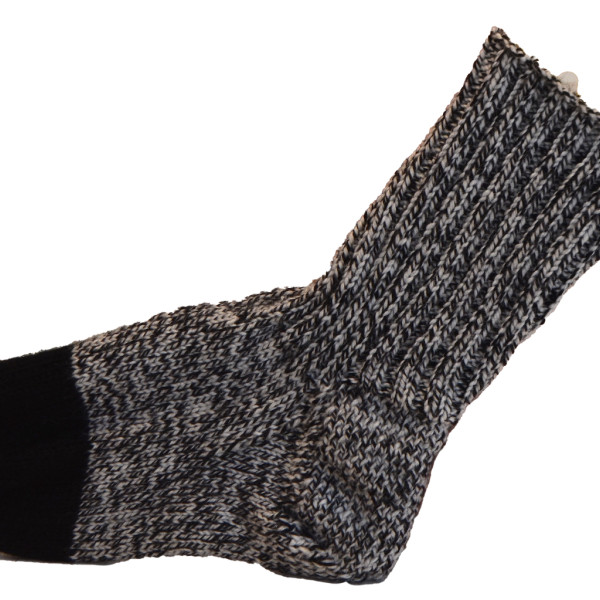 Geitenwollen sokken zwart wit met zwarte teen maat 39
