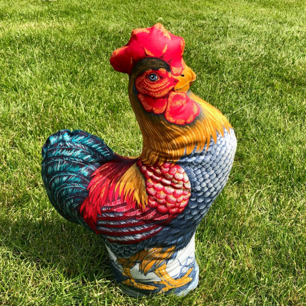 Handgemaakte deurstopper Haan blauw