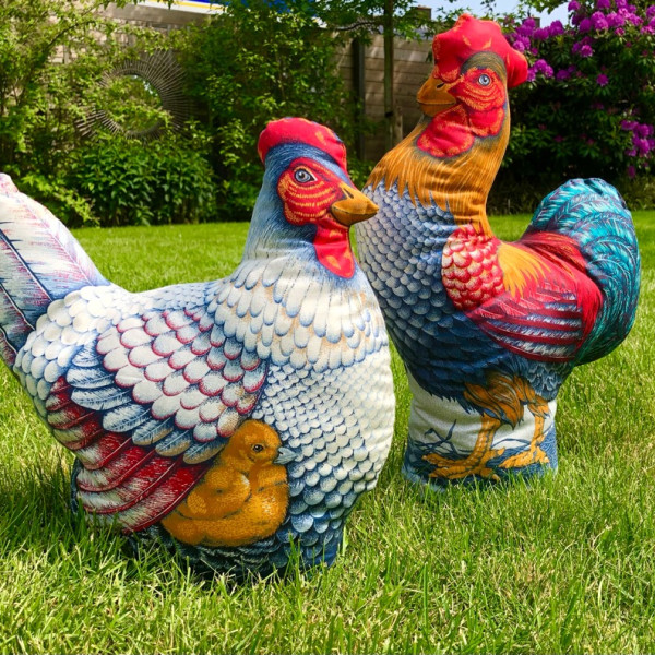Handgemaakte deurstopper Haan blauw