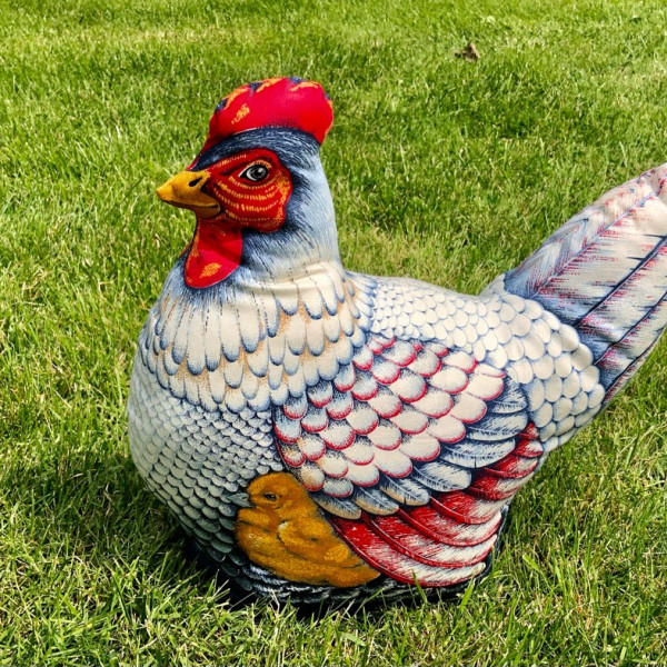 Handgemaakte deurstopper Haan blauw