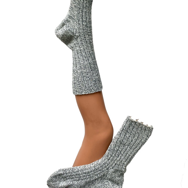 Geitenwollen sokken maat 40/41 grijs gemeleerd