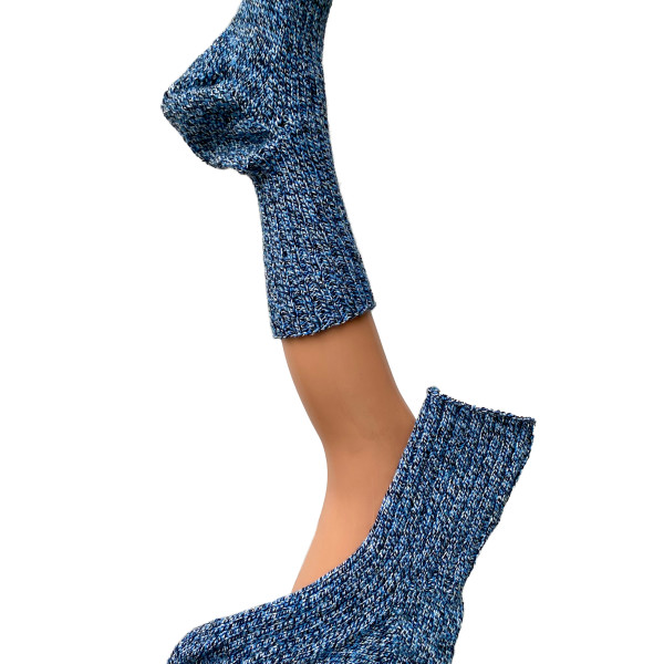 Geitenwollen sokken maat 45/46 blauw zwart gemeleerd