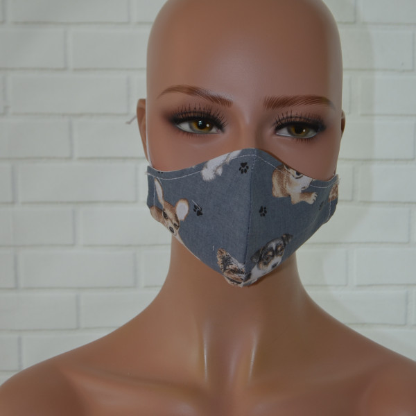 Mondkapje of gezichtsmasker grijs met diverse honden