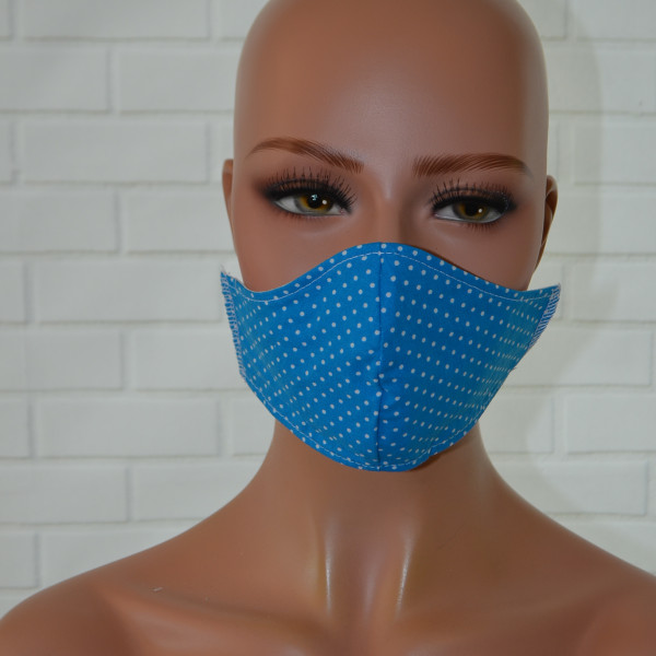 Mondkapje of gezichtsmasker turquoise met kleine witte stip