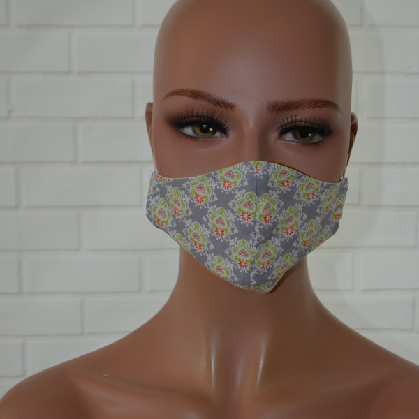 Mondkapje of gezichtsmasker grijs met groen