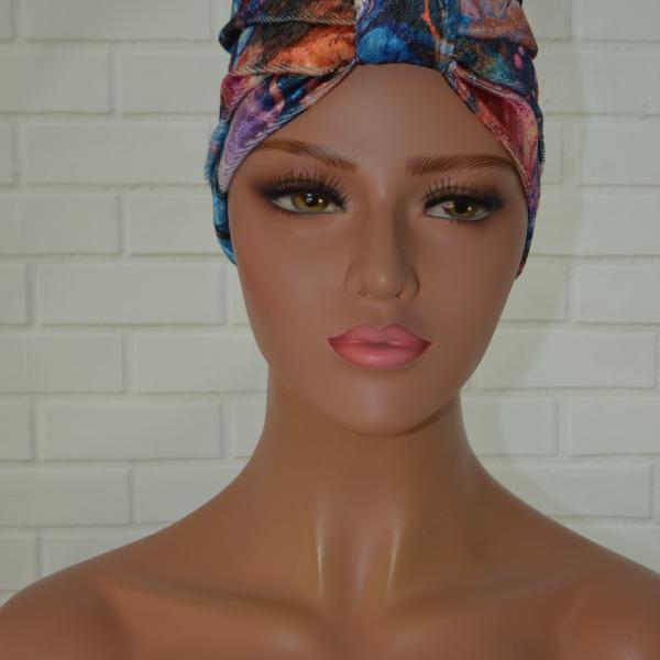 Handgemaakte chemo muts Brooklyn in velours mix kleuren maat S