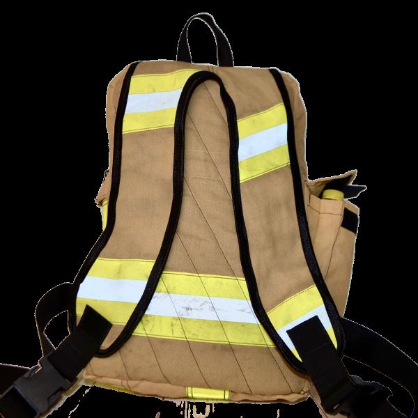 Stoere handgemaakte brandweertas of rugtas met originele zak