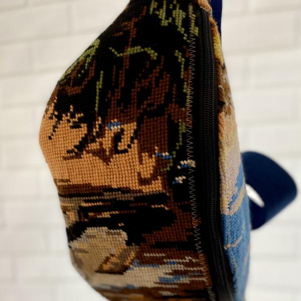 Crossbodybag bruin met blauw