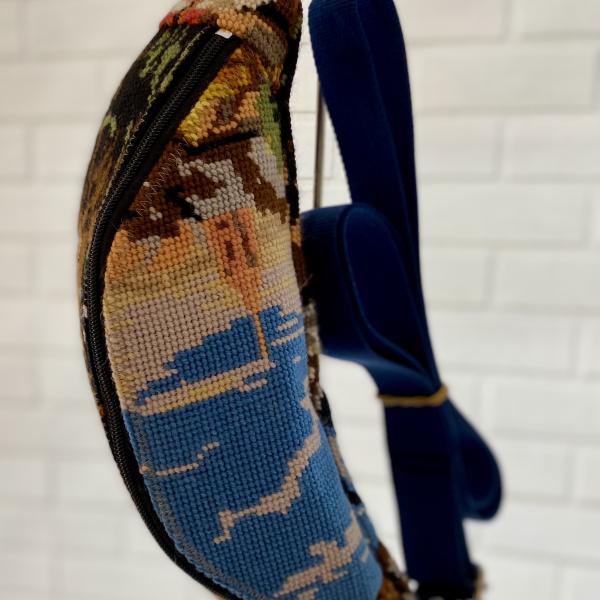 Crossbodybag bruin met blauw