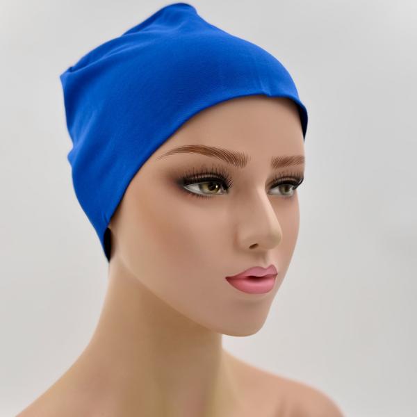 Handgemaakte dubbele slaapmuts in kobalt blauw