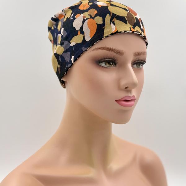 Handgemaakte dubbele slaapmuts camouflage bruin oranje