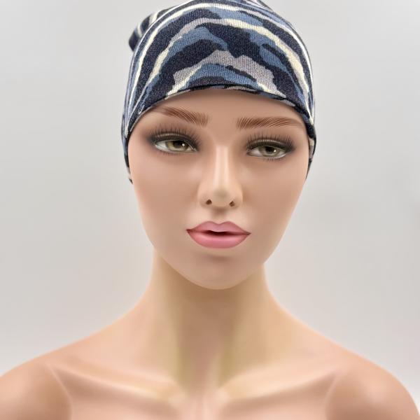 Handgemaakte dubbele slaapmuts camouflage blauw