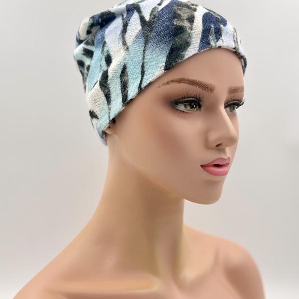 Handgemaakte dubbele slaapmuts blauw camouflage 
