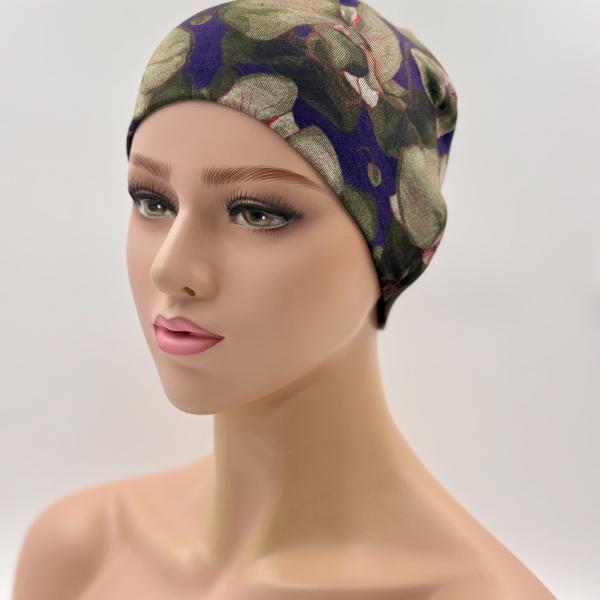 Handgemaakte dubbele slaapmuts blauw camouflage 