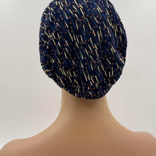 Handgemaakte chemo muts Bonnie zwart blauw tinten maat M