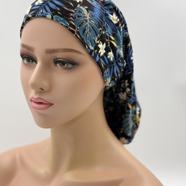 Handgemaakte chemo muts Bonnie Hawaï en zwart tinten maat s