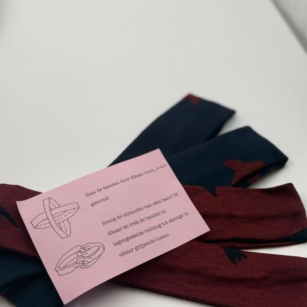 Handgemaakte chemo muts Brina bordeaux blauw/blauw bordeaux maat L