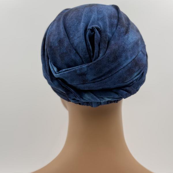 Handgemaakte chemo muts Betty blauw maat M
