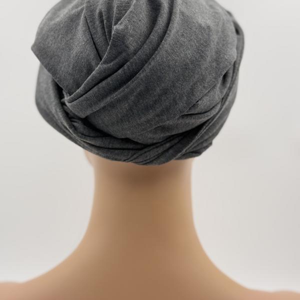 Handgemaakte chemo muts Betty grijs maat M