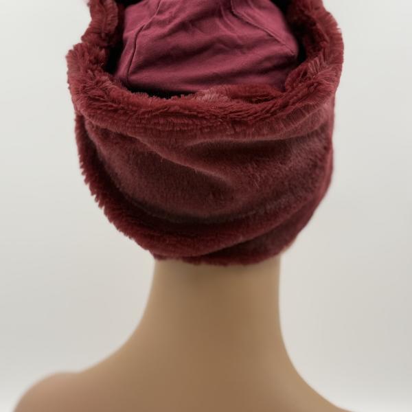 Handgemaakte chemo muts Brigit de luxe maat M bordeaux