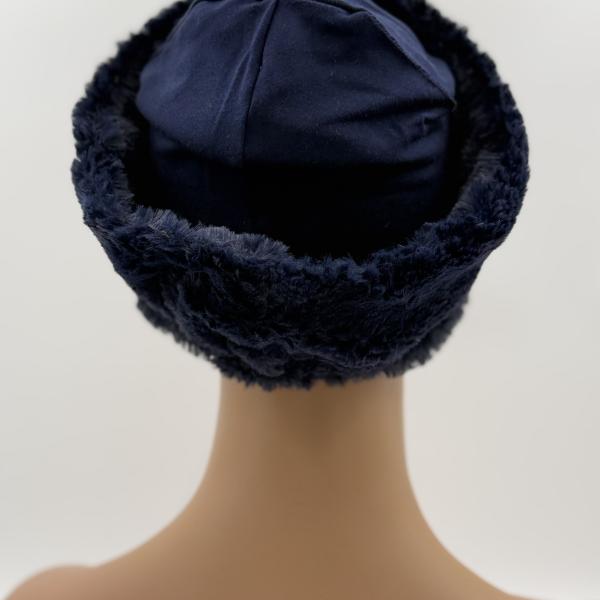 Handgemaakte chemo muts Brigit de luxe maat M donker blauw