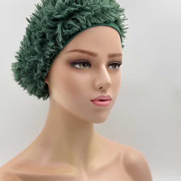 Handgemaakte chemo muts Brigit de luxe maat M groen