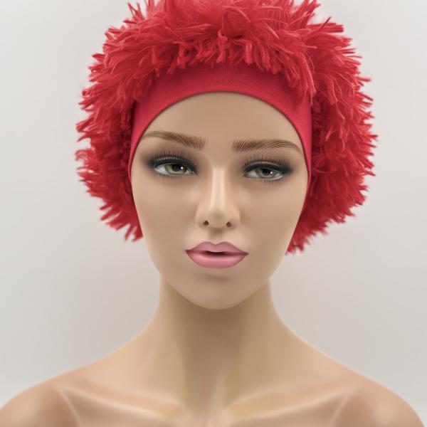 Handgemaakte chemo muts Brigit de luxe maat M rood