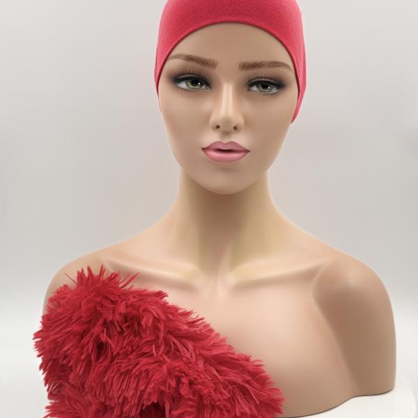 Handgemaakte chemo muts Brigit de luxe maat M rood