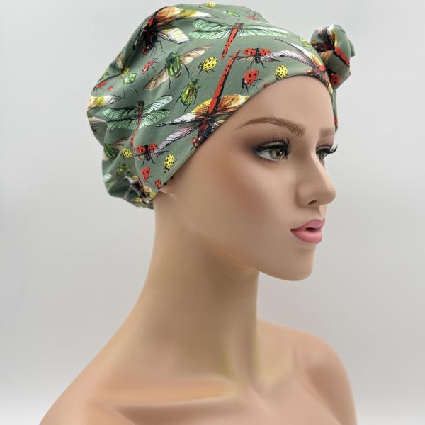 Handgemaakte chemo muts Beyonce groen libelle maat S
