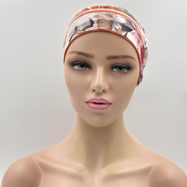 Handgemaakte chemo muts Bente grijs terra maat S