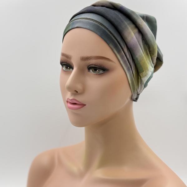 Handgemaakte chemo muts Bente groen verloop maat M