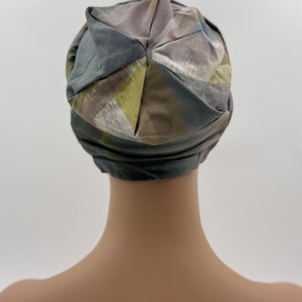 Handgemaakte chemo muts Bente groen verloop maat M