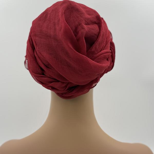 Handgemaakte chemo muts met sjaal Bella rood maat S.