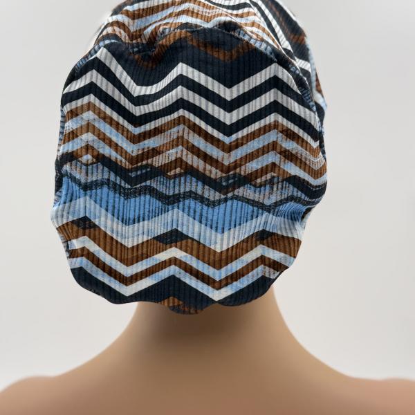 Handgemaakte chemo muts Bonnie zig zag, bloem maat L