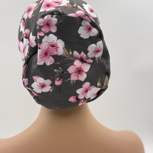 Handgemaakte chemo muts Bonnie zig zag, bloem maat L