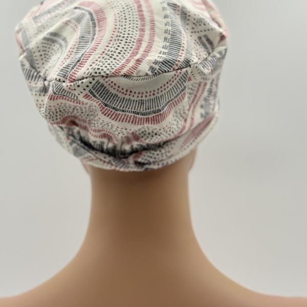 Handgemaakte chemo muts Brina rood bruin maat L