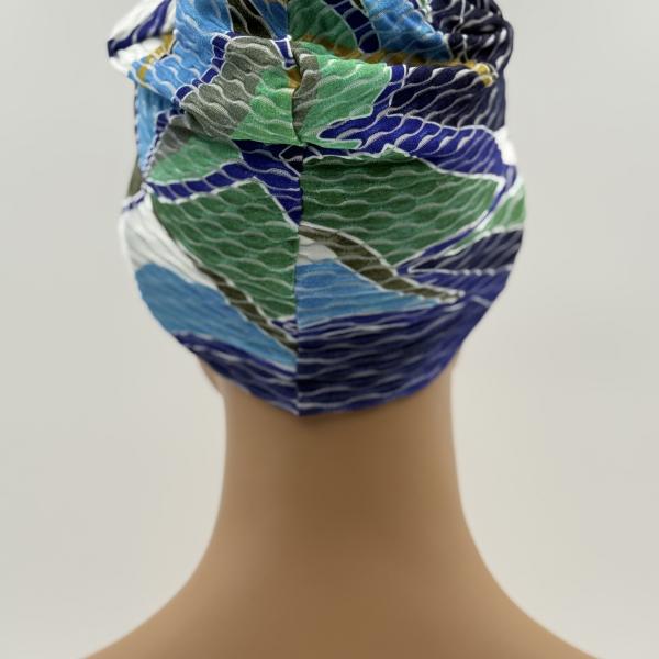 Handgemaakte dubbele slaapmuts blauw wafel